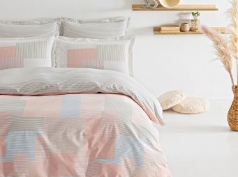 ift Kiilik Romarin Rnf Nevresim Takm - Blush